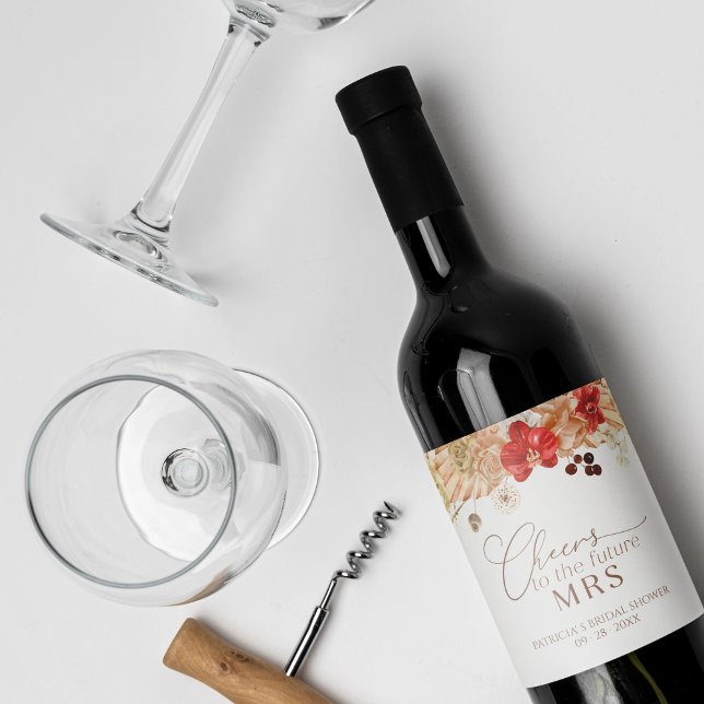 Terracotta auf dem Boho Brautparty Weinkultur und  Weinetikett (Von Creator hochgeladen)