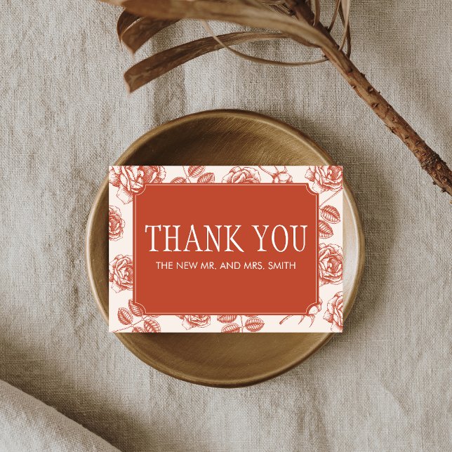 Terracotta auf dem Monte Tamaro Dankeskarte (Terracotta Vintage Elegant Wedding Thank you Card)
