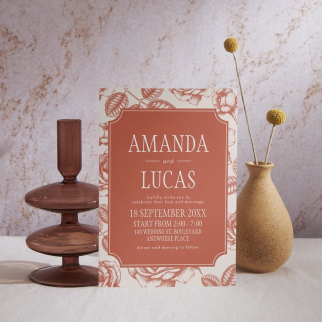 Terracotta auf dem Monte Tamaro Einladung (Terracotta Vintage Elegant Wedding Invitation)