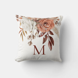 Terracotta Autumn Florals Monogram Kissen