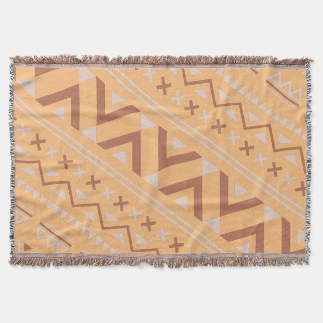 Terracotta Azteken Herringbone Moderner Bohemische Decke (Vorderseite)