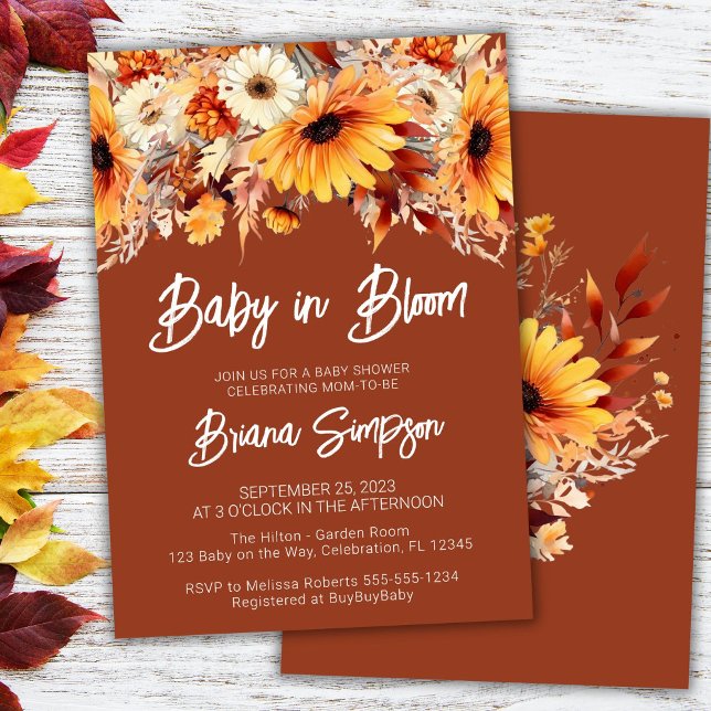 Terracotta Baby in Bloom Fall Floral Baby Dusche Einladung (Von Creator hochgeladen)