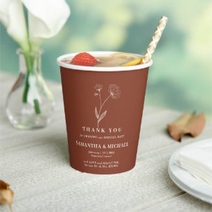 Terracotta-Baumwolle Blume Minimal Drink Wedding Pappbecher
