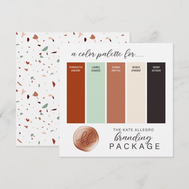 Terracotta Beige Sienna & Minze Farbpalette Karte (Vorne/Hinten)