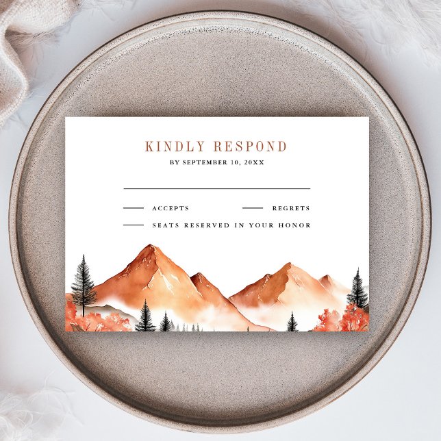 Terracotta Bergwald Hochzeit RSVP Karte (Von Creator hochgeladen)