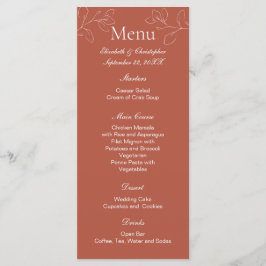 Terracotta Blanc Floral Mariage Menu