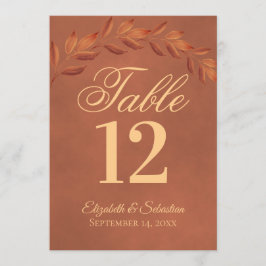 Terracotta-Blätter Hochzeit-Tischnummer-Karte Groß