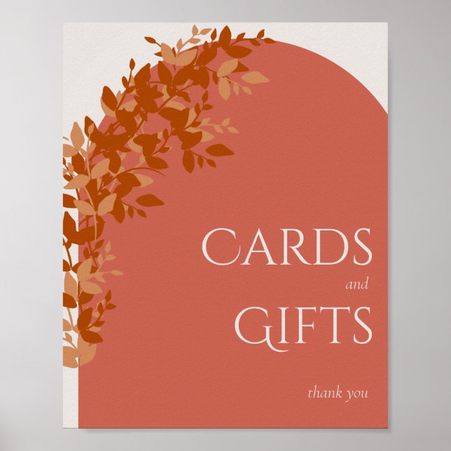 Terracotta Blätter Moderne Karten und Geschenke Poster (Vorne)