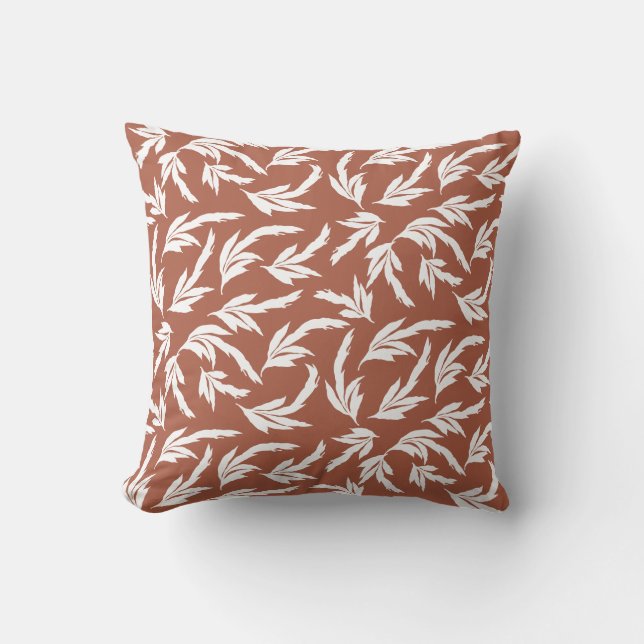 Terracotta-Blätter, modernes Blumenkissen Kissen (Vorderseite)