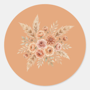 Terracotta Bloom Floral Siegel Aufkleber