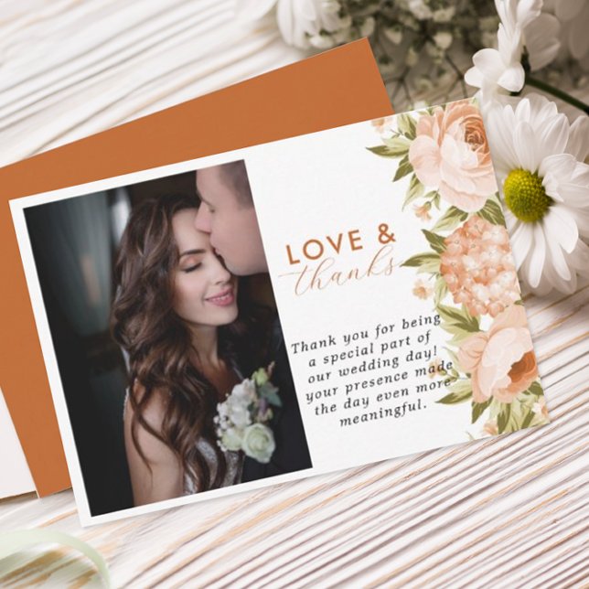 Terracotta Blooming Rose Hydrangea Blumenzehen Dankeskarte (Von Creator hochgeladen)