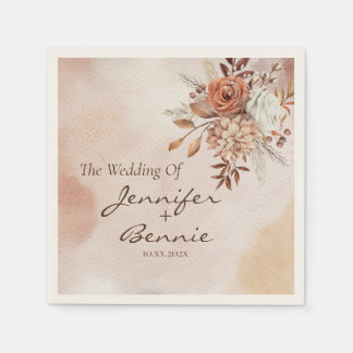 Terracotta-Blume Bohemisch Rustikale Flora Boho Serviette