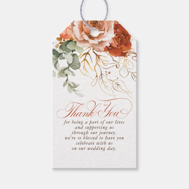 Terracotta Blume Boho Vielen Dank Geschenkanhänger (Vorderseite)