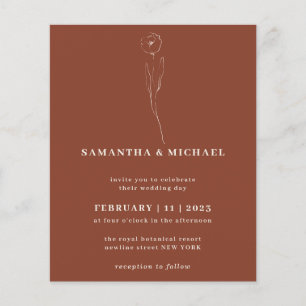 Terracotta Blume Botanisches Hochzeitbudget Flyer