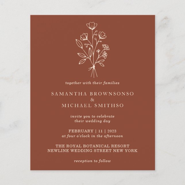 Terracotta Blume Bouquet Boho Budget Botanicals Flyer (Vorne)