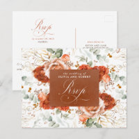Terracotta-Blume Hochzeit RSVP Postkarte