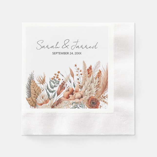 Terracotta-Blume Hochzeit Serviette (Vorderseite)