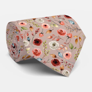 Terracotta Blume Muster Krawatte