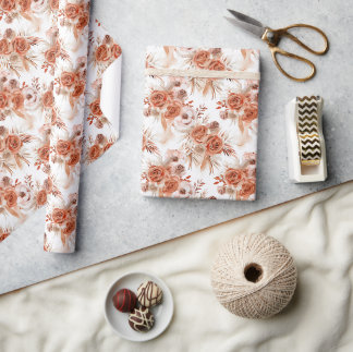 Terracotta-Blume und Boho-Rose Geschenkpapier