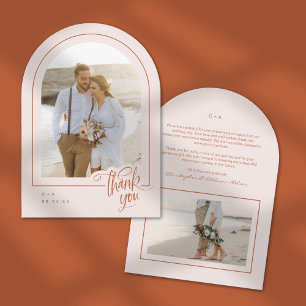 Terracotta Blush 2 Foto Hochzeit Dankeschön Karte