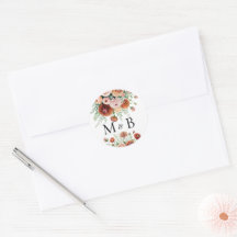 Terracotta Blush Blume Grüne Buchstaben Initialen