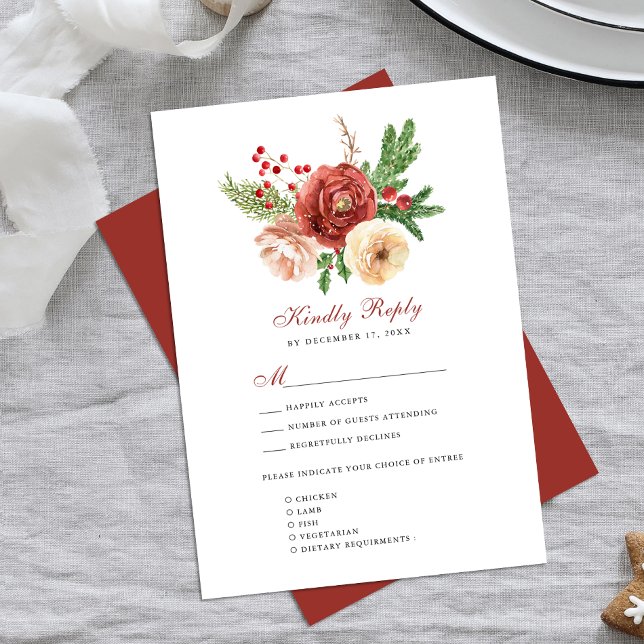 Terracotta Blush Pink Pine Foliage Hochzeit RSVP Karte (Von Creator hochgeladen)