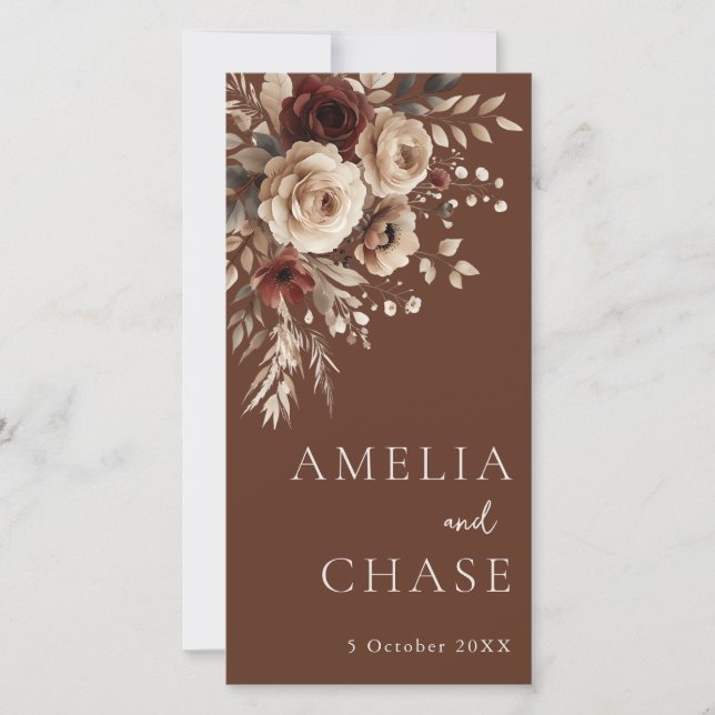 Terracotta Bohemian Flowers Wedding Programme (Devant)