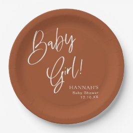 Terracotta Bohemisch Earthy Girl Baby Dusche Pappteller