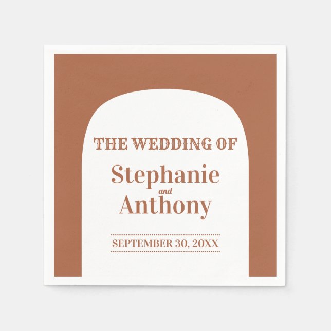 Terracotta Bohemisch Retro Arch Wedding Serviette (Vorderseite)