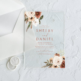 Terracotta Bohemische Blume Acryleinladungen