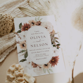 Terracotta Bohemische Blumenkronen Einladung