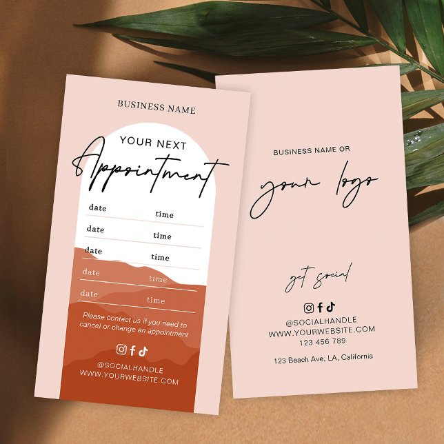 Terracotta Boho Arch Logo Nails Hair Spa Salon Terminkarte (Von Creator hochgeladen)