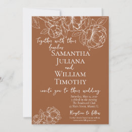 Terracotta Boho Botanische Flora Moderne Hochzeit Einladung