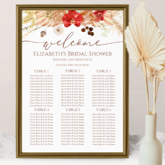 Terracotta Boho Brautparty Seating Charts Poster