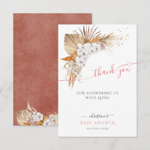 Terracotta Boho Chic Baby shower Carte de remercie
