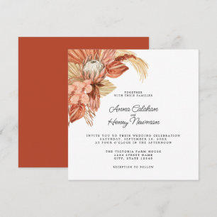 Terracotta Boho Dried Floral Pampas Wedding Einladung