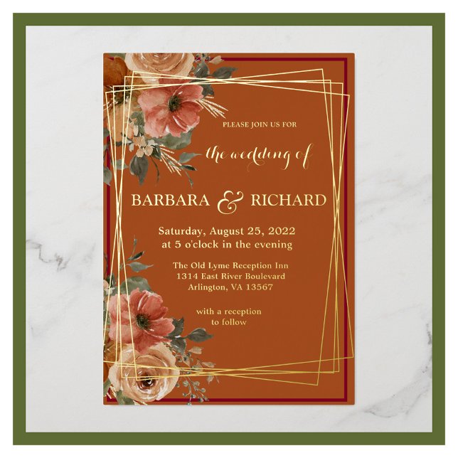 Terracotta Boho Fall Floral Folieneinladung (Von Creator hochgeladen)