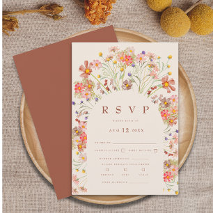 Terracotta Boho Fall Floral RSVP Karte