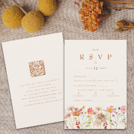 Terracotta Boho Fall Floral RSVP Karte