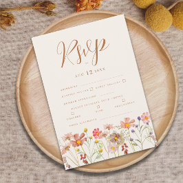 Terracotta Boho Fall Floral RSVP Karte