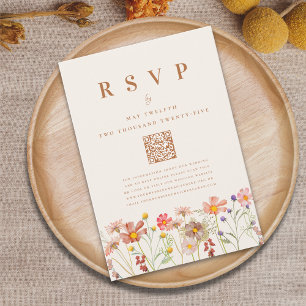Terracotta Boho Fall Floral RSVP Karte