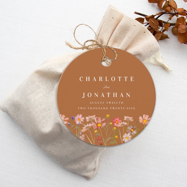 Terracotta Boho Fall Floral Wedding Vielen Dank Geschenkanhänger (Terracotta Boho floral fall Wedding thank you favor tags modern elegant watercolor wildflowers)