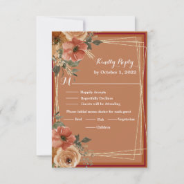 Terracotta Boho Fall Florale Wasserfarbenprägung RSVP Karte