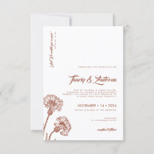 Terracotta Boho Floral Faire-part de mariage musul