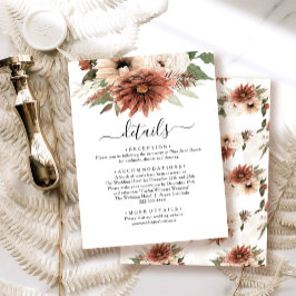 Terracotta Boho Floral Wedding Begleitkarte