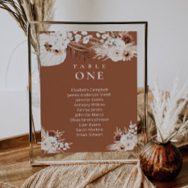 Terracotta Boho Floral Wedding Charts Karte