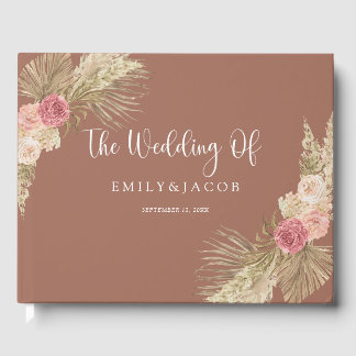 Terracotta Boho Floral Wedding Gästebuch