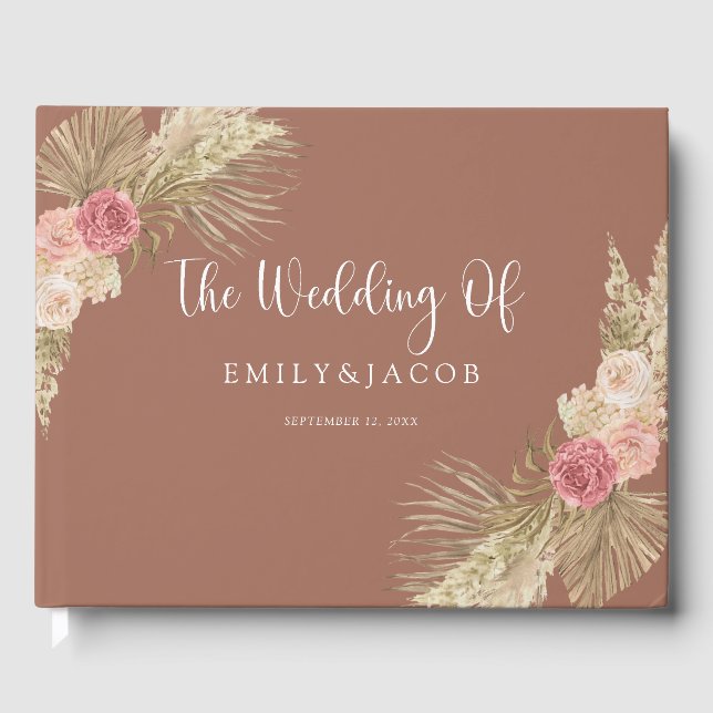 Terracotta Boho Floral Wedding Gästebuch (Vorderseite)