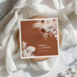 Terracotta Boho Floral Wedding Napkins Serviette