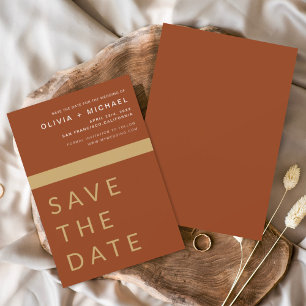 Terracotta Boho Gold Save the Date Elegante Gold